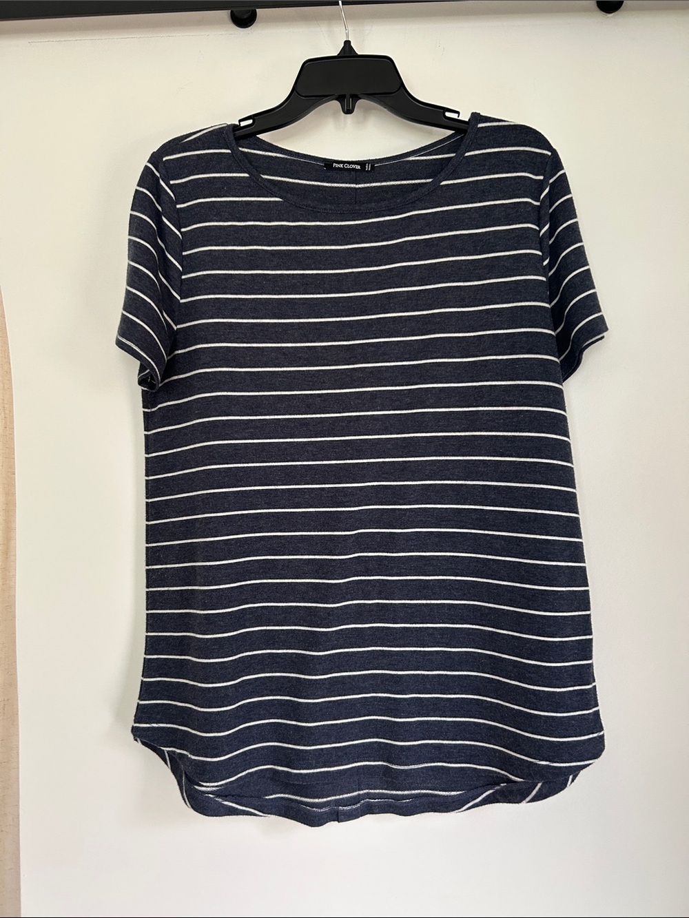 Pink Clover Navy and White Striped Short Sleeve Tee Shirt